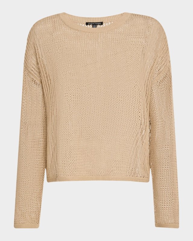Open-Knit Crewneck Sweater